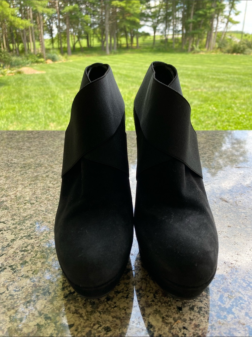 Stuart Weitzman Black Suede Wrap Ankle Booties